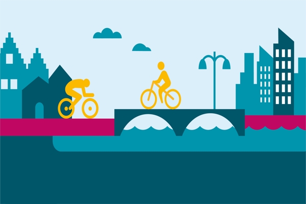 Illustratie doorfietsroute